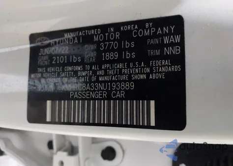 2022 Hyundai Venue Sel z USA, uszkodzony, nr VIN KMHRC8A33NU193889